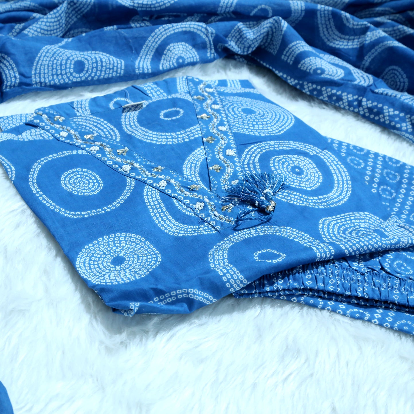PURE COTTON STRAIGHT SUIT SET WITH HANDCRAFTED EMBROIDERY WORK