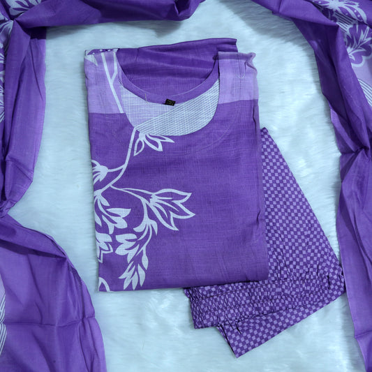 FLORAL PRINT LAVENDER SUIT SET FOR WOMEN