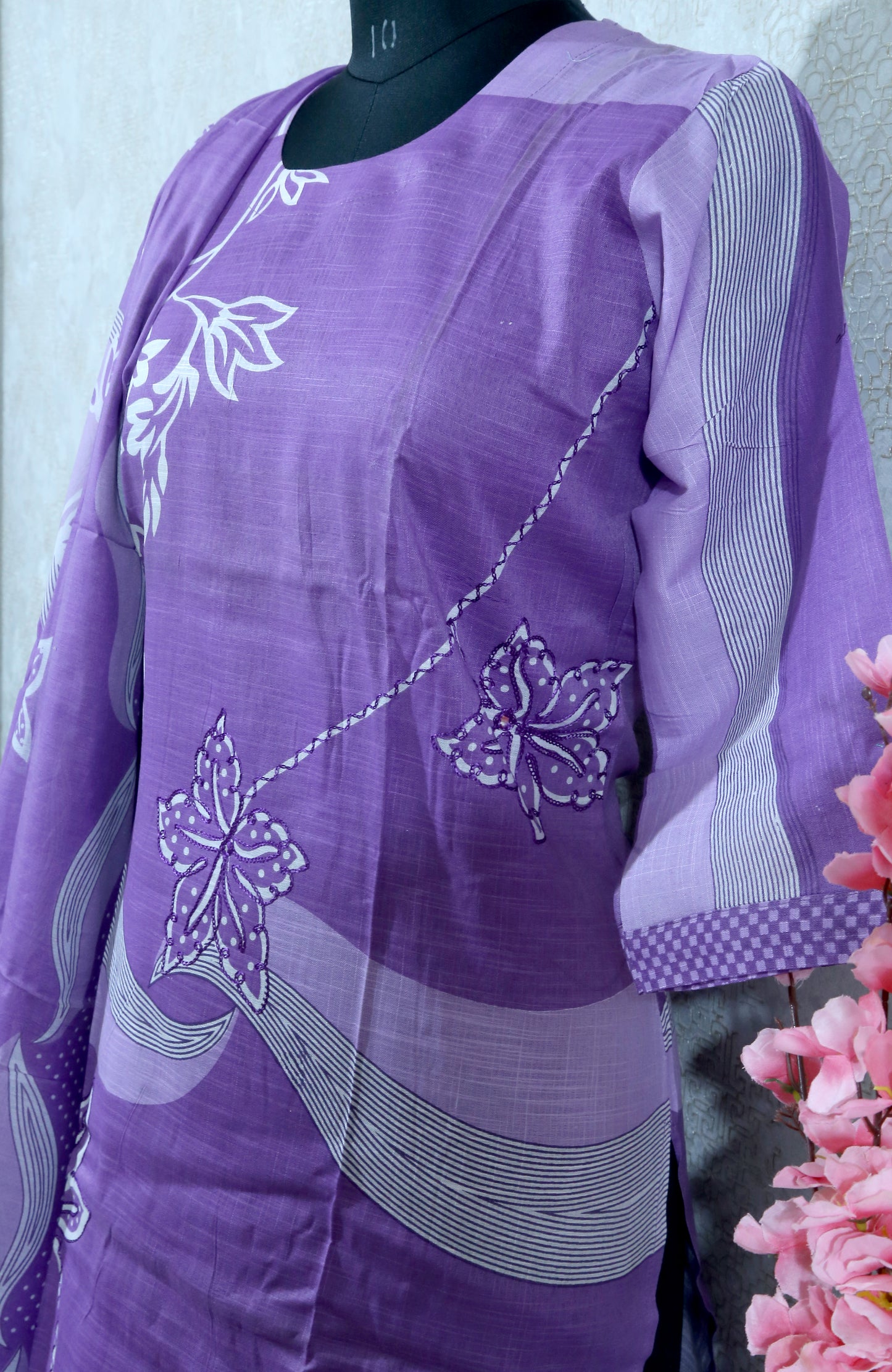 FLORAL PRINT LAVENDER SUIT SET FOR WOMEN