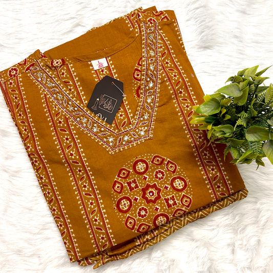 PREMIUM HANDCRAFTED COTTON STRAIGHT SUIT SET WITH EMBROIDERY ETHNIC SUIT SET