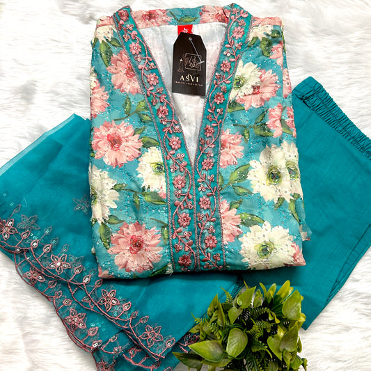 PREMIUM SOFT MULMUL COTTON V-NECK SUIT SET