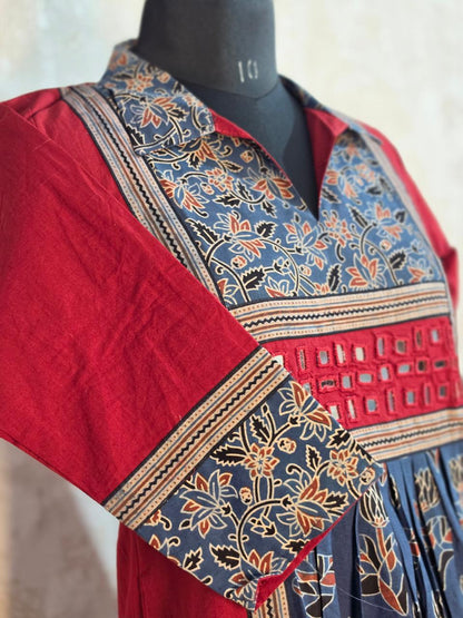 URBAN DESI OCCASIONAL WEAR – MIRROR WORK FLARED KURTHI