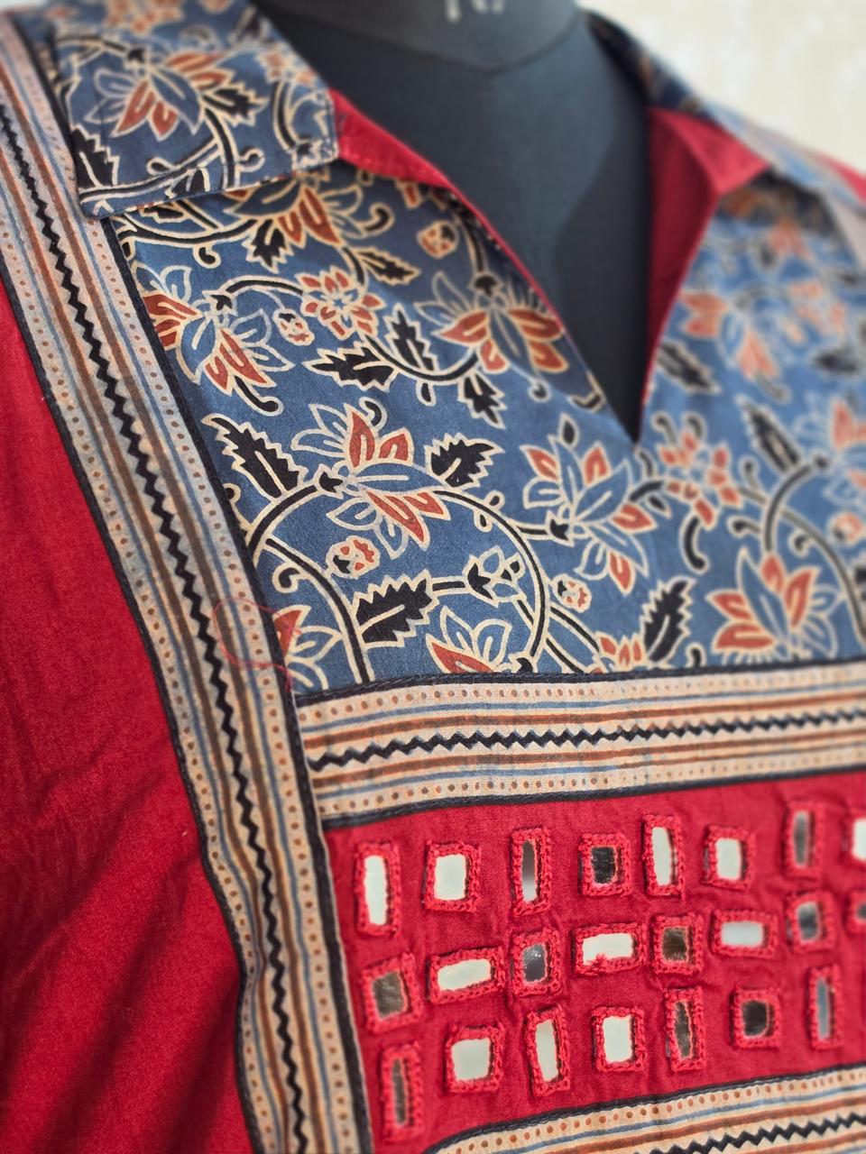 URBAN DESI OCCASIONAL WEAR – MIRROR WORK FLARED KURTHI