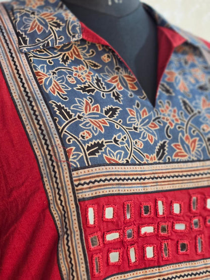 URBAN DESI OCCASIONAL WEAR – MIRROR WORK FLARED KURTHI