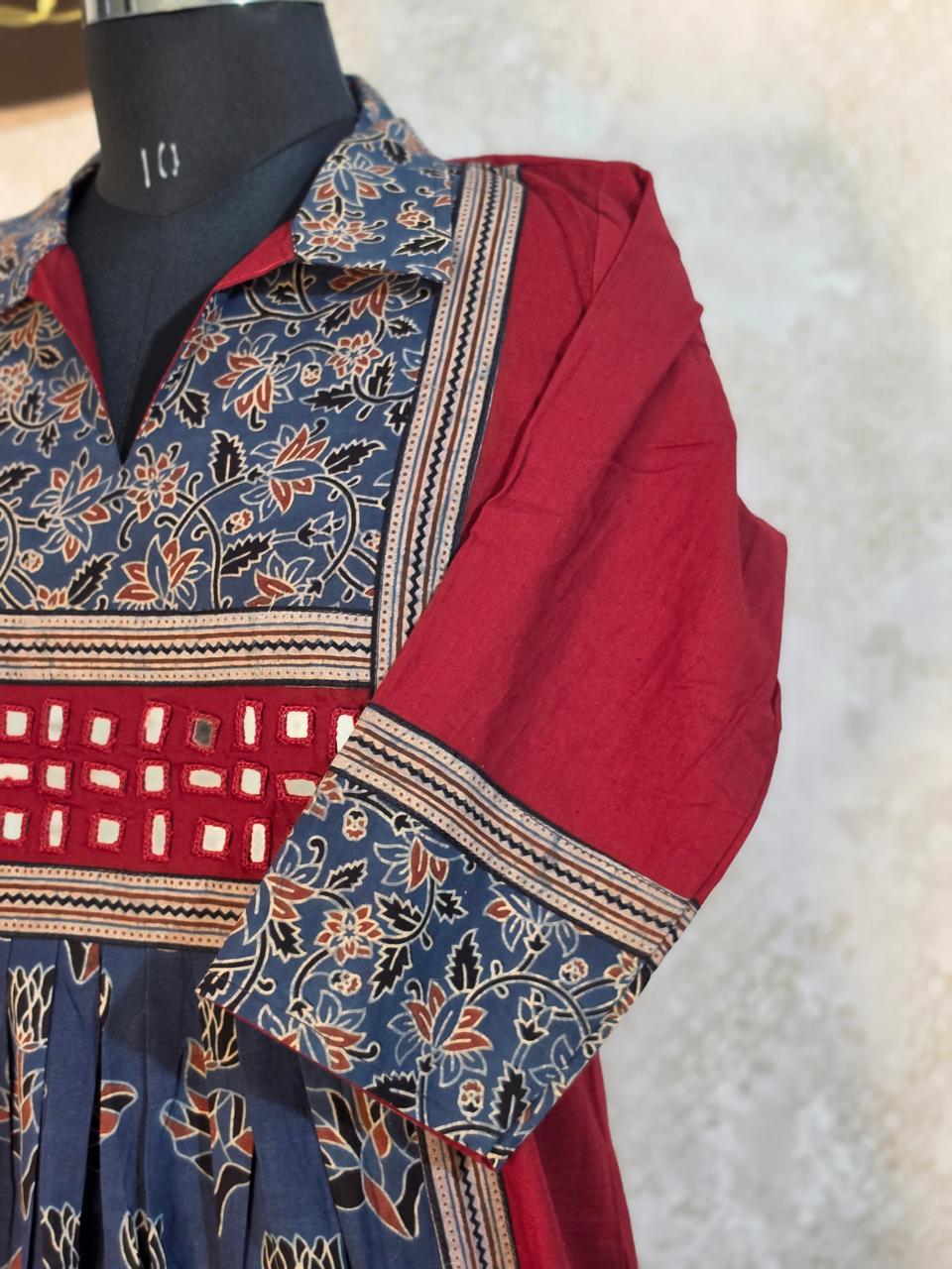 URBAN DESI OCCASIONAL WEAR – MIRROR WORK FLARED KURTHI