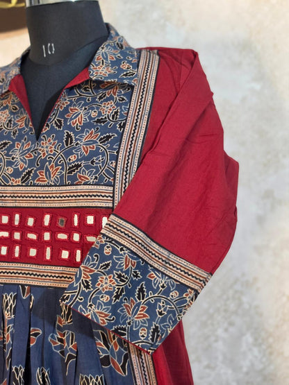 URBAN DESI OCCASIONAL WEAR – MIRROR WORK FLARED KURTHI