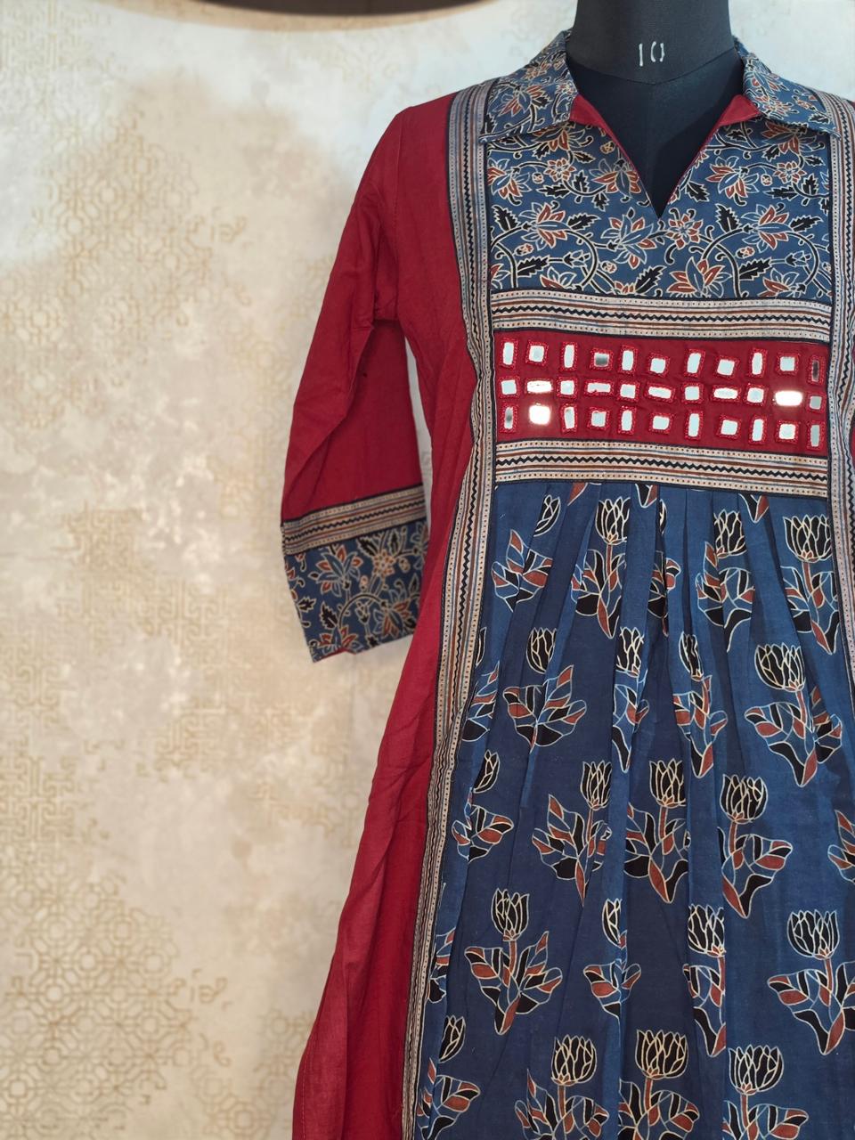URBAN DESI OCCASIONAL WEAR – MIRROR WORK FLARED KURTHI