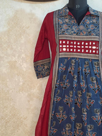URBAN DESI OCCASIONAL WEAR – MIRROR WORK FLARED KURTHI