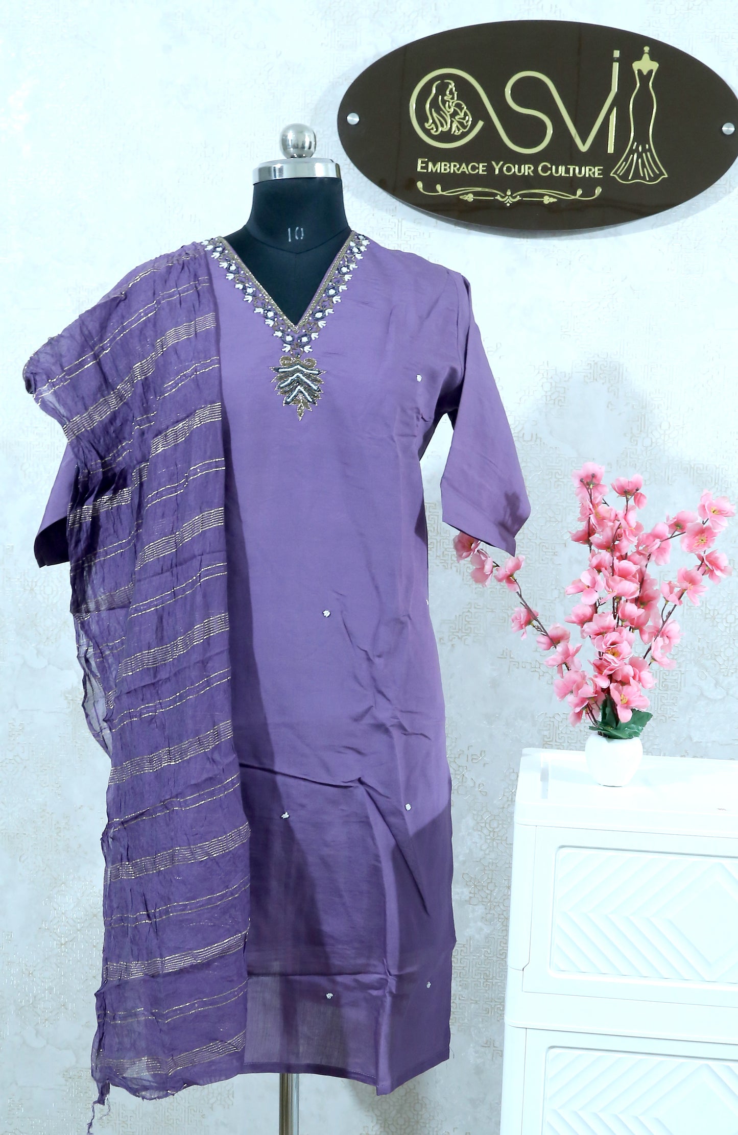 ROMAN SILK Purple KURTHI – GRACEFUL EVERYDAY WEAR