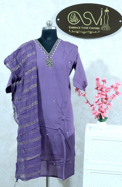 ROMAN SILK Purple KURTHI – GRACEFUL EVERYDAY WEAR