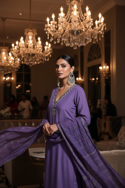 ROMAN SILK Purple KURTHI – GRACEFUL EVERYDAY WEAR