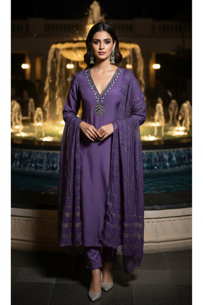 ROMAN SILK Purple KURTHI – GRACEFUL EVERYDAY WEAR
