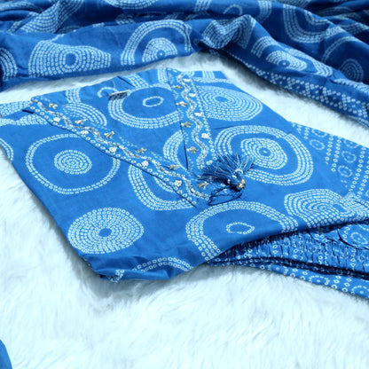 PURE COTTON STRAIGHT SUIT SET WITH HANDCRAFTED EMBROIDERY WORK