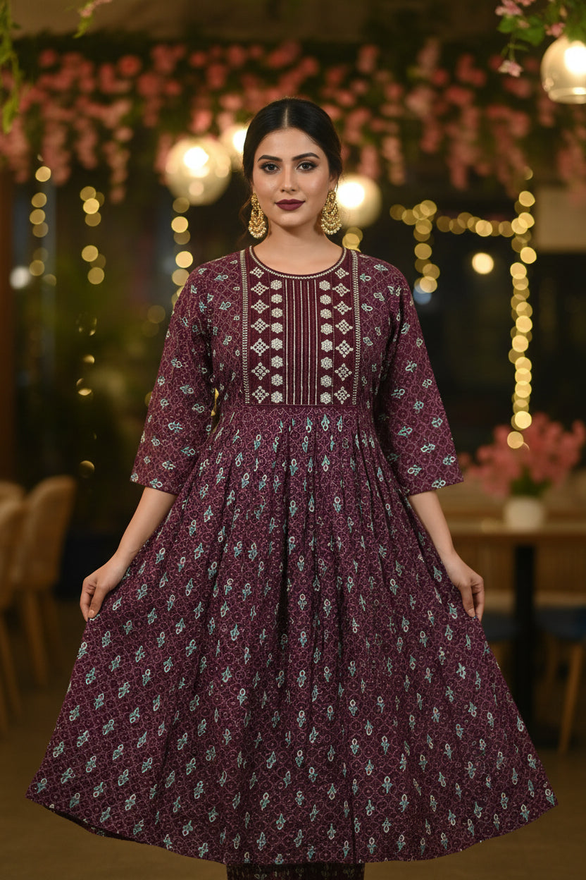 RANG MAHAL ETHNIC WEAR – MAROON KURTHI