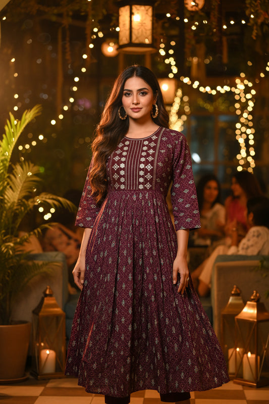 RANG MAHAL ETHNIC WEAR – MAROON KURTHI