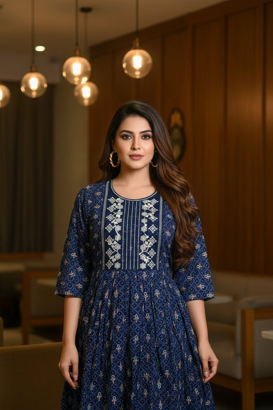 Sapphire Bloom Ethnic Wear Kurthi