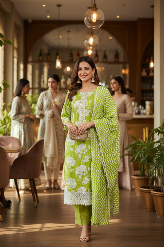 FLORAL PRINT INDIAN STRAIGHT SUIT SET