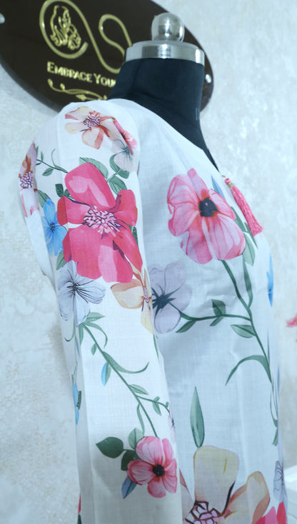 FLORAL PANKHUDI KURTHI SET FOR WOMEN
