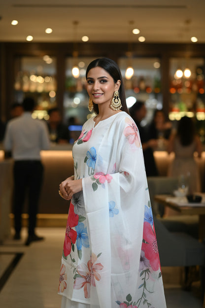 FLORAL PANKHUDI KURTHI SET FOR WOMEN