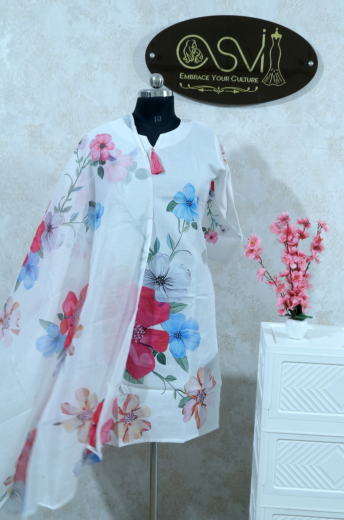 FLORAL PANKHUDI KURTHI SET FOR WOMEN