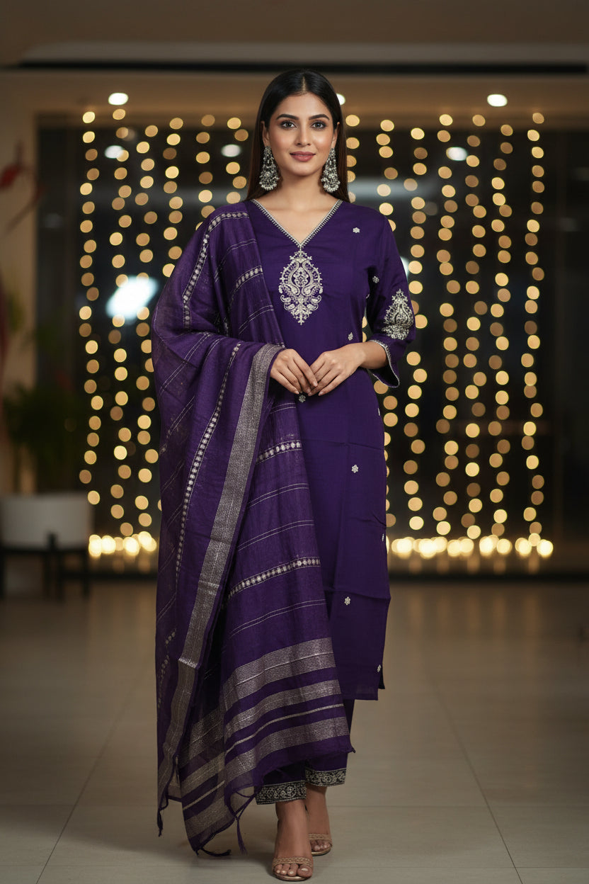 MODERN V-NECK LONG KURTI IN FLOWY RAYON