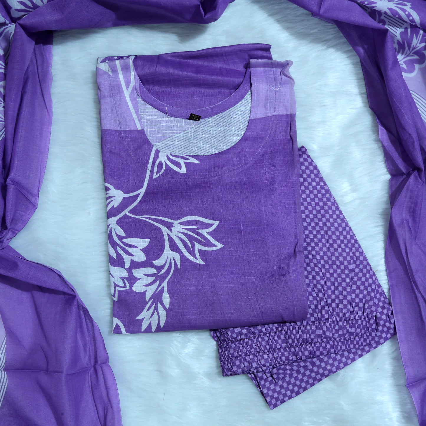 FLORAL PRINT LAVENDER SUIT SET FOR WOMEN