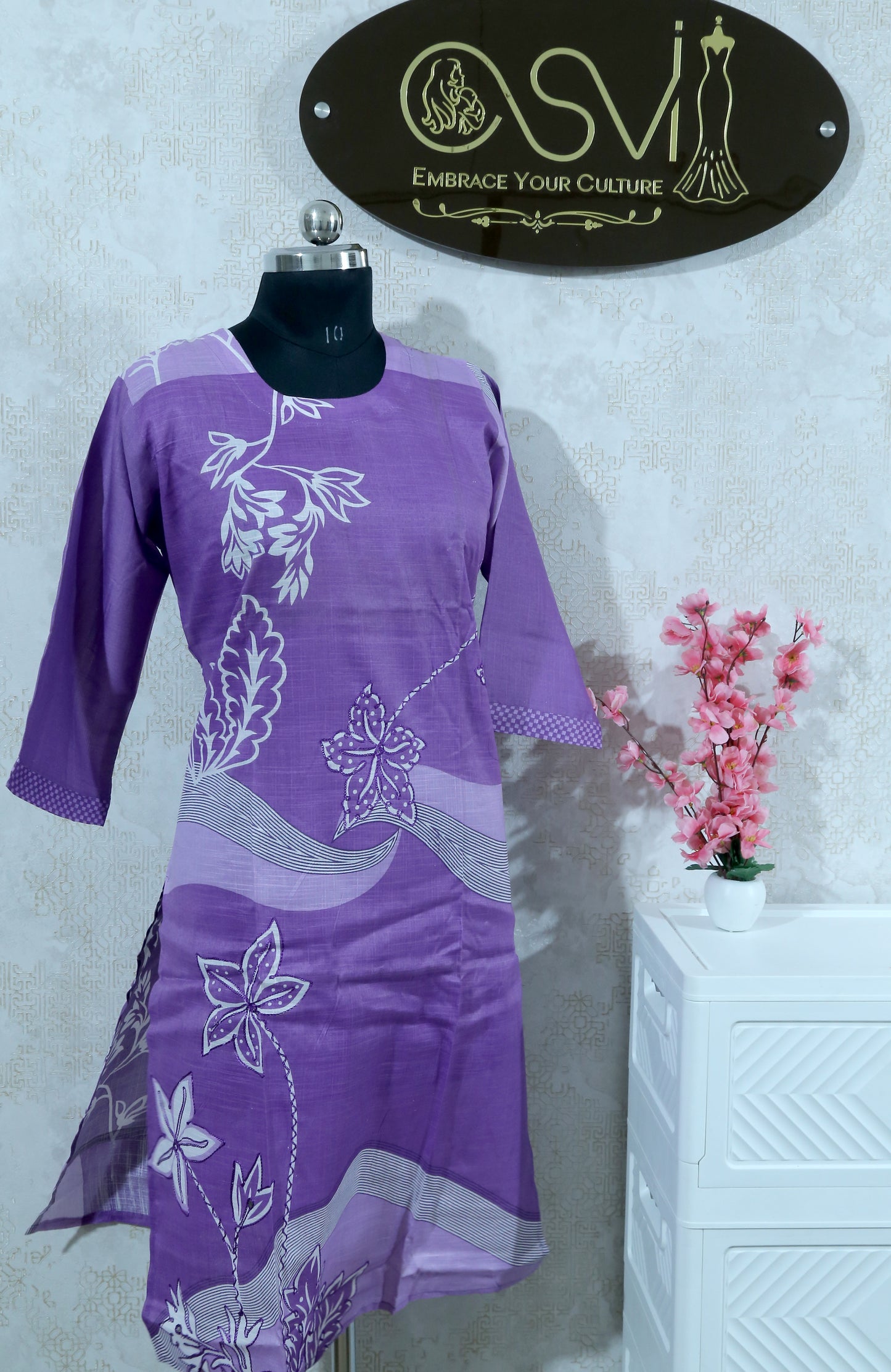 FLORAL PRINT LAVENDER SUIT SET FOR WOMEN