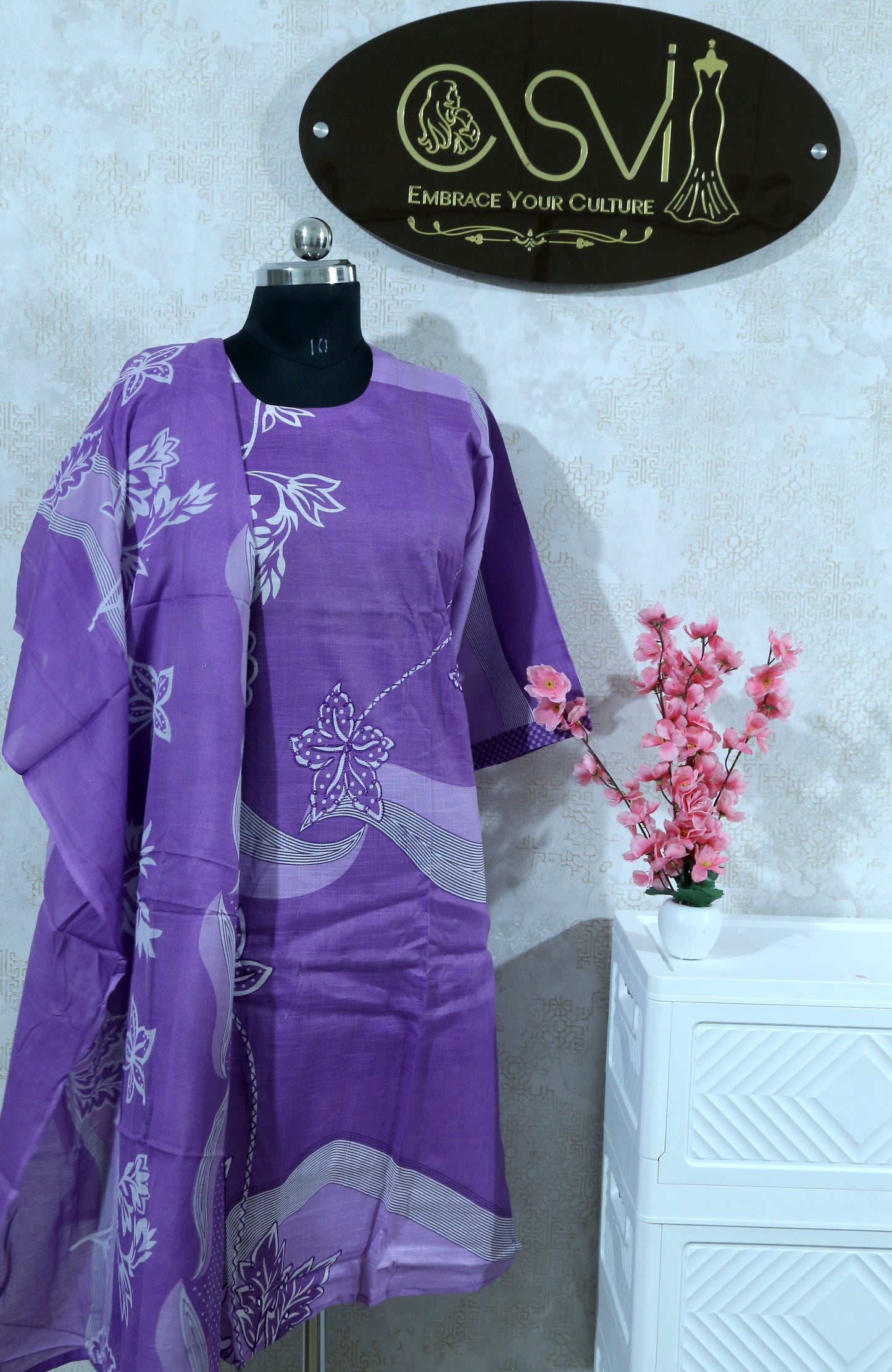 FLORAL PRINT LAVENDER SUIT SET FOR WOMEN
