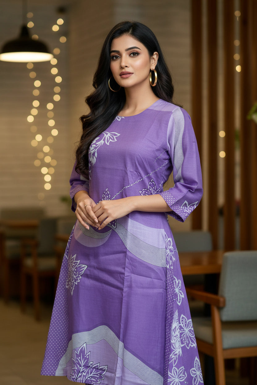 FLORAL PRINT LAVENDER SUIT SET FOR WOMEN