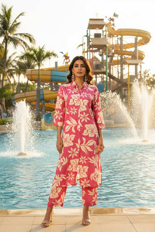 Trendy Women Floral Cotton Co-Ord Set