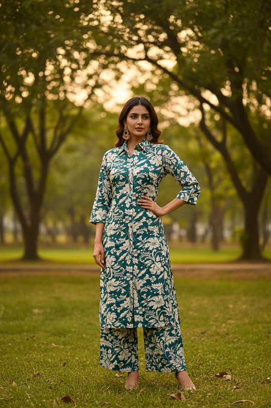 Trendy Women Floral Cotton Co-Ord Set