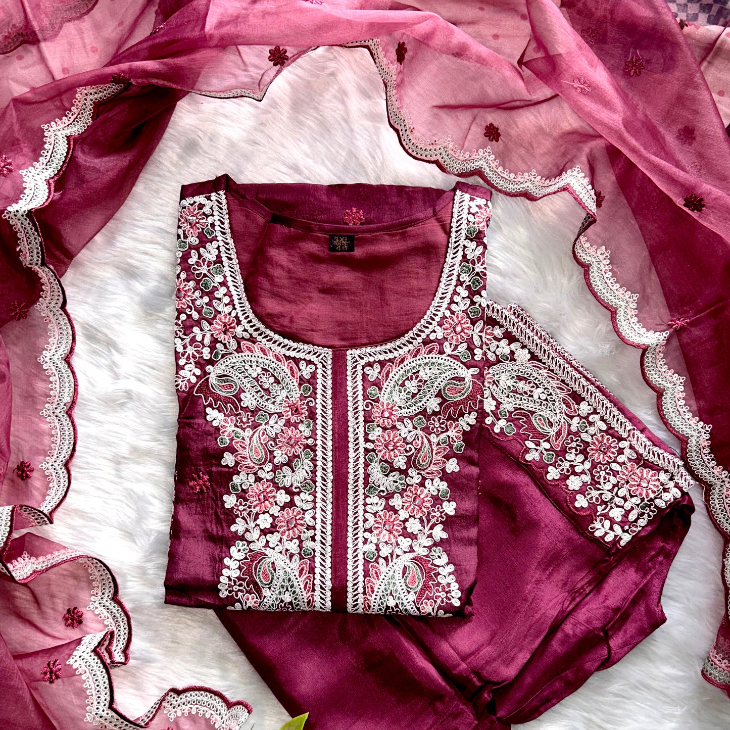 PREMIUM RANGE OF SUIT SETS, PURE RUSSIAN SILK HEAVY EMBROIDERY WORK