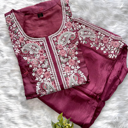 PREMIUM RANGE OF SUIT SETS, PURE RUSSIAN SILK HEAVY EMBROIDERY WORK