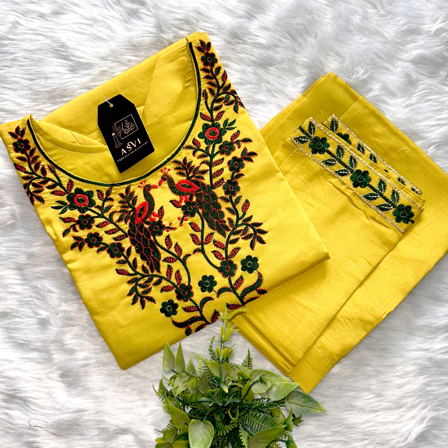 FLORAL VISCOSE RAYON KURTHI SET – V-NECK, STRAIGHT FIT