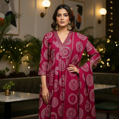 HANDCRAFTED PURE COTTON STRAIGHT SUIT SET WITH INTRICATE EMBROIDERY