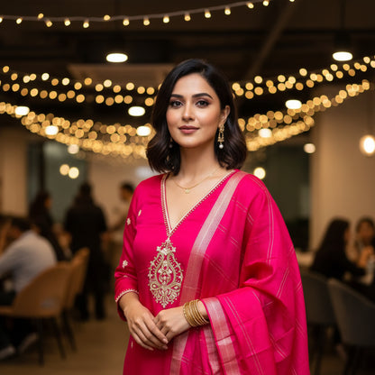 STYLISH V-NECK LONG KURTHI IN VISCOSE RAYON FABRIC