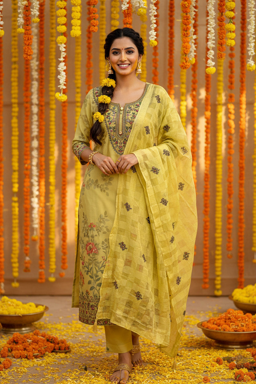 MUSLIN FLORAL DESIGNER KURTHI WITH HAND EMBROIDERY