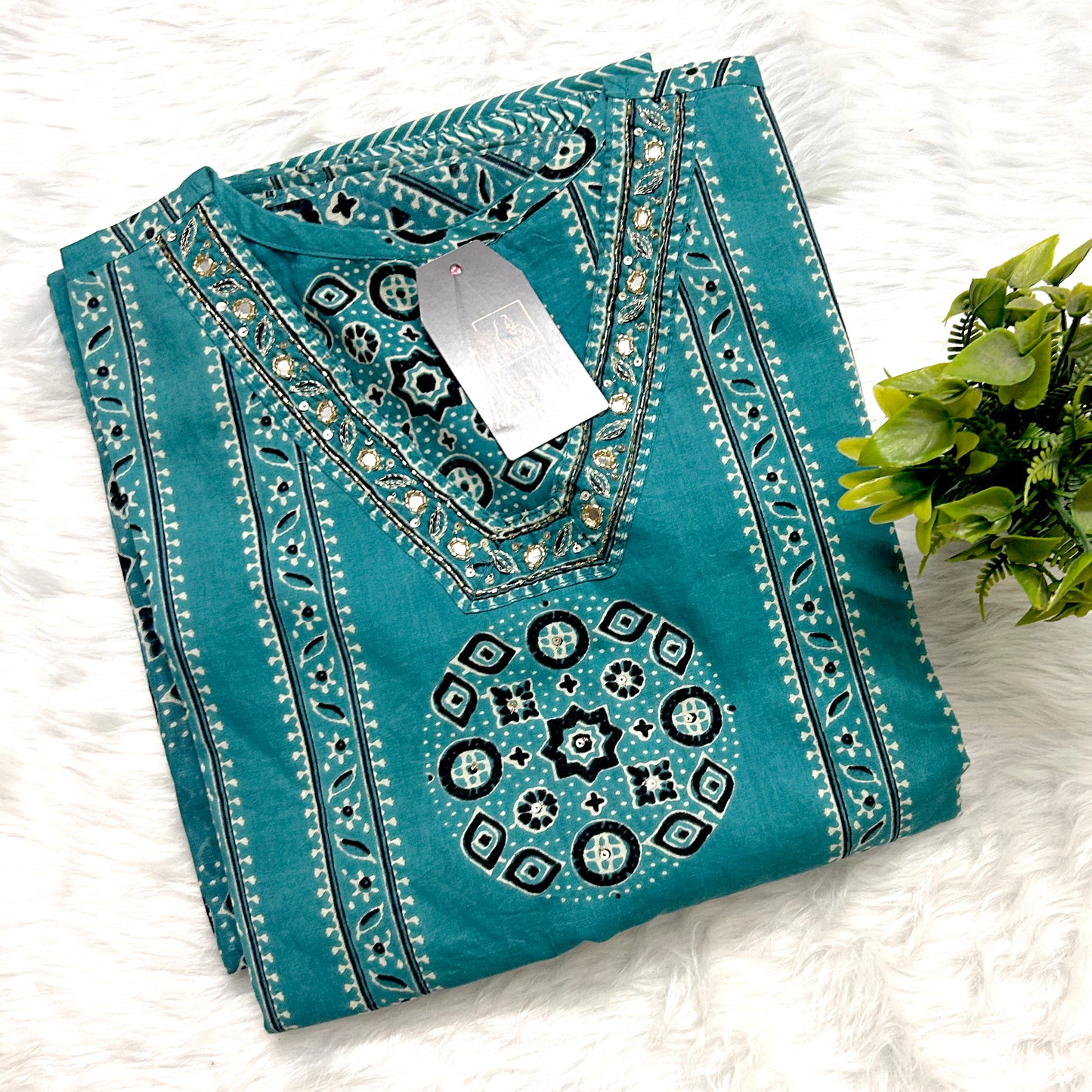 PREMIUM COTTON ETHNIC STRAIGHT SUIT SET WITH EMBROIDERY