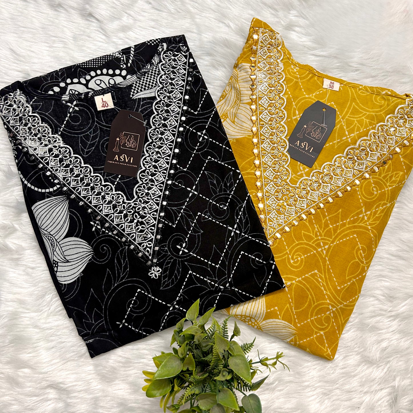 STRAIGHT-FIT PREMIUM COTTON KURTIS – V-NECK EMBROIDERED DESIGN