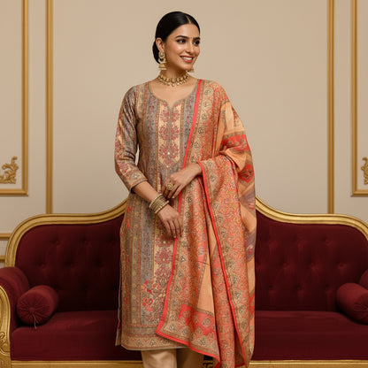 PREMIUM PURE MUSLIN FESTIVE SUIT SET WITH HANDCRAFTED DETAILING