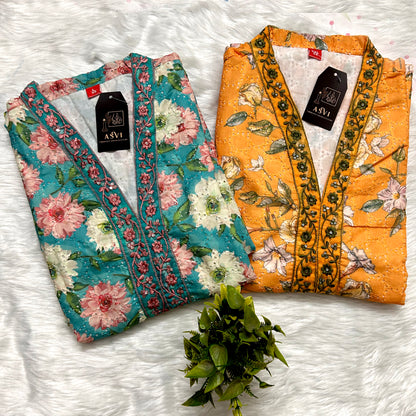 PREMIUM SOFT MULMUL COTTON V-NECK SUIT SET