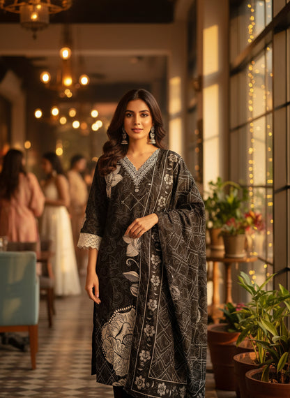 STRAIGHT-FIT PREMIUM COTTON KURTIS – V-NECK EMBROIDERED DESIGN