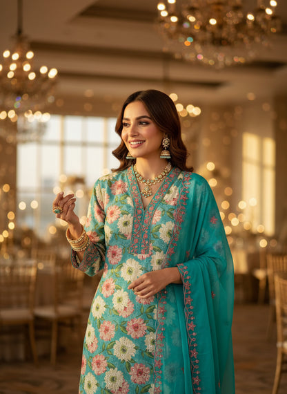 PREMIUM SOFT MULMUL COTTON V-NECK SUIT SET