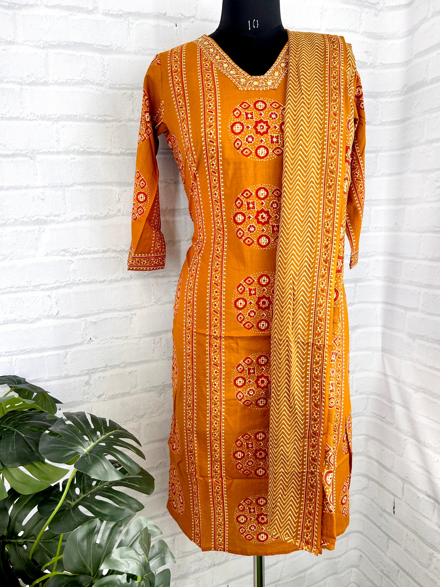 PREMIUM HANDCRAFTED COTTON STRAIGHT SUIT SET WITH EMBROIDERY ETHNIC SUIT SET