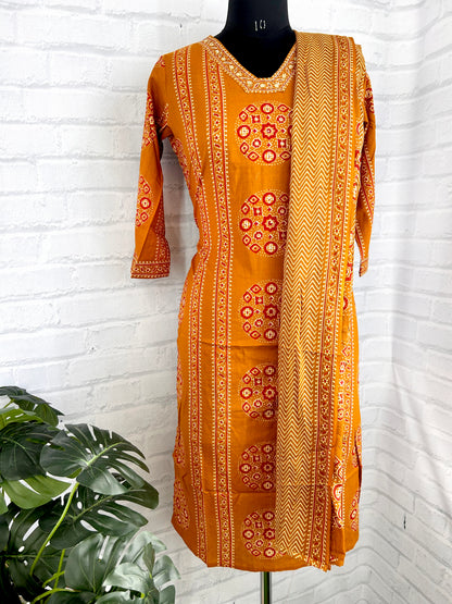 PREMIUM HANDCRAFTED COTTON STRAIGHT SUIT SET WITH EMBROIDERY ETHNIC SUIT SET
