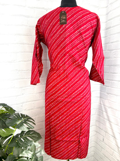 PREMIUM COTTON HEART SHAPE HANDWORK KURTHI – RED