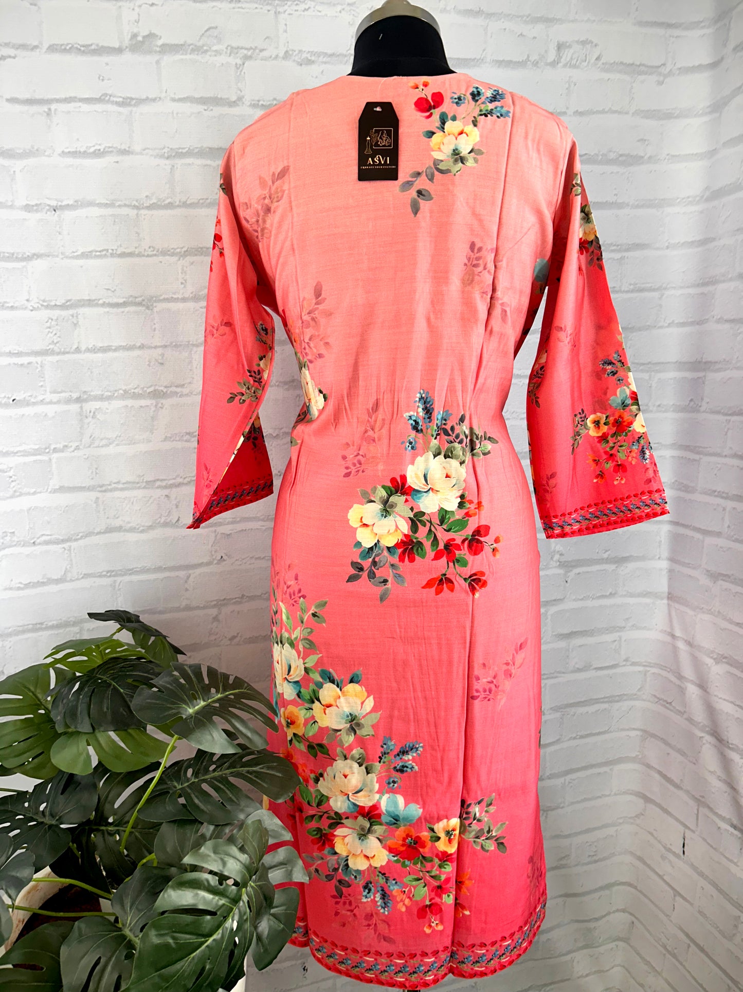 DESIGNER FLORAL MUSLIN KURTI WITH FINE HAND EMBROIDERY