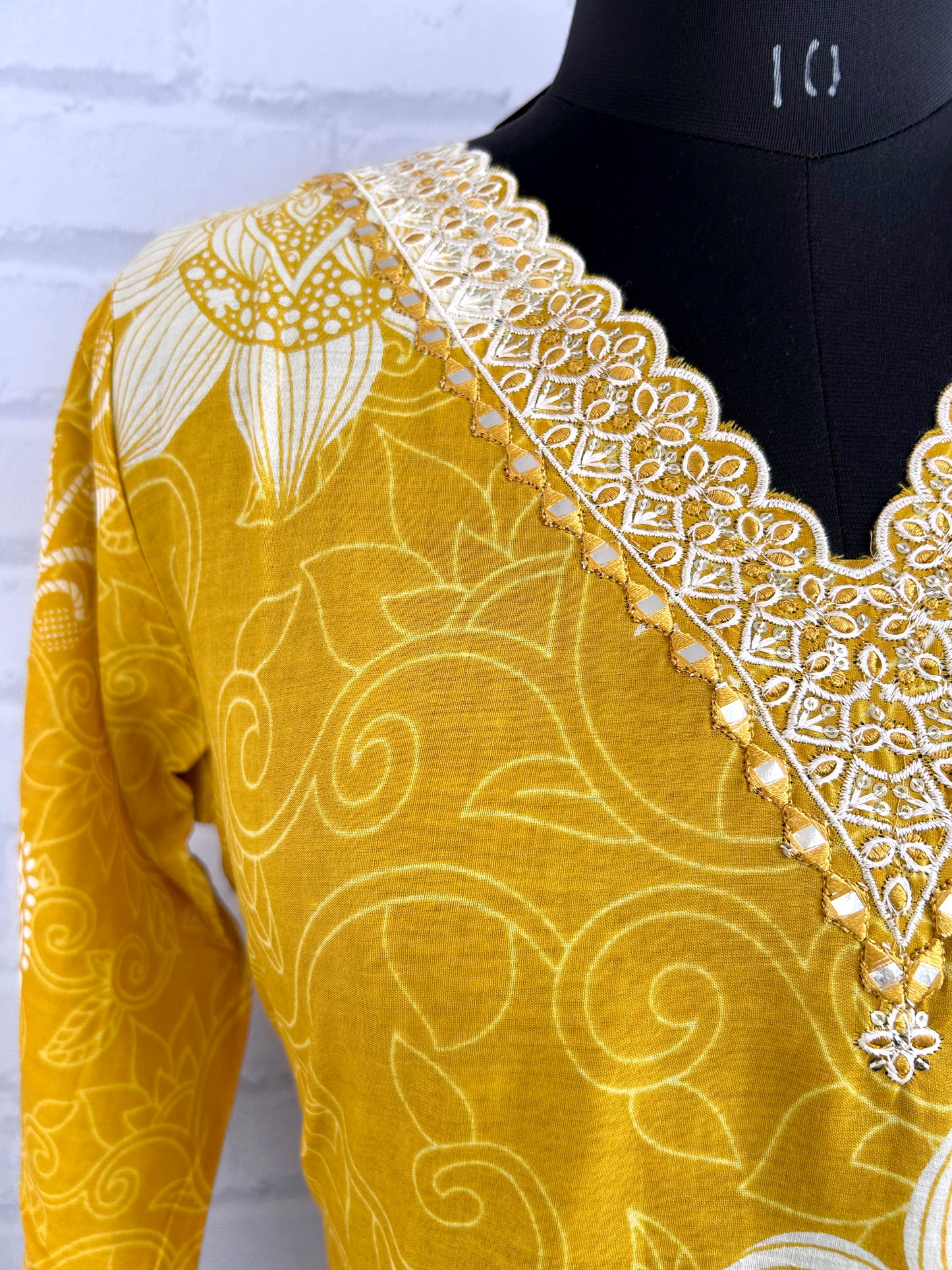 STRAIGHT-FIT PREMIUM COTTON KURTIS – V-NECK EMBROIDERED DESIGN