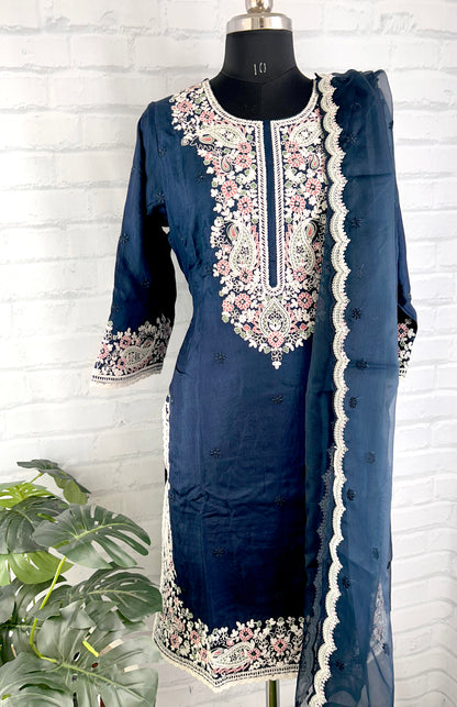 PREMIUM RANGE OF SUIT SETS, PURE RUSSIAN SILK HEAVY EMBROIDERY WORK