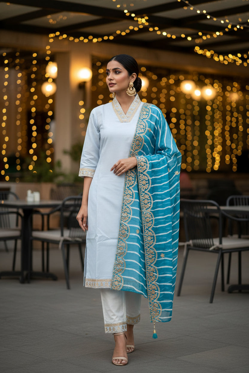 HANDCRAFTED COTTON BLEND PREMIUMETHNIC SUIT SET